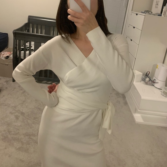 White Wrap Dress - Picture 2 of 4